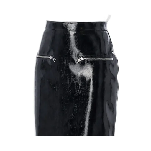 Faux-Leather Zipped Midi Skirt