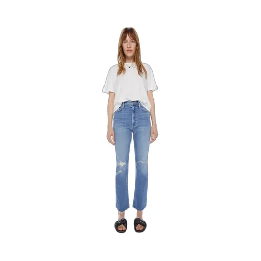 High-Waist Rider Distressed Ankle Jeans