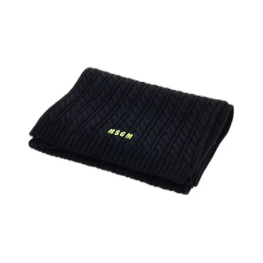 Embroidered Logo Cable Knit Scarf