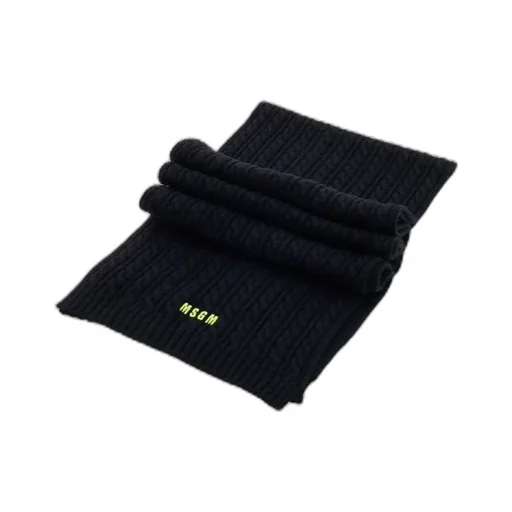 Embroidered Logo Cable Knit Scarf