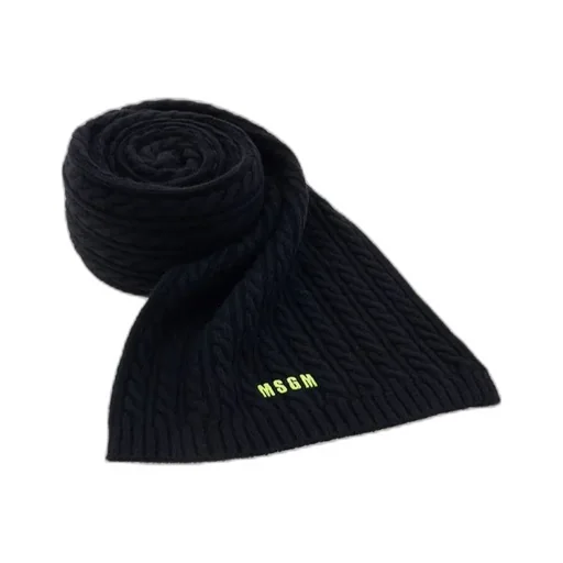 Embroidered Logo Cable Knit Scarf