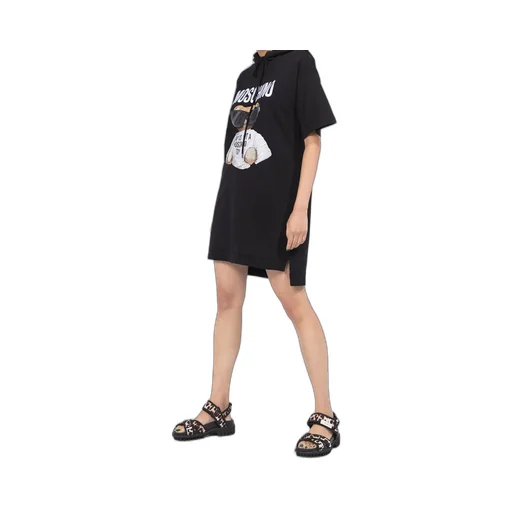 Teddy Bear Print Hooded Dress