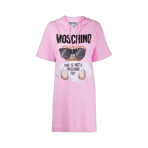 Teddy Bear Printed Hooded T-Shirt Dress