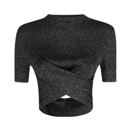 Crossover Ribbed Knitted Crop Top