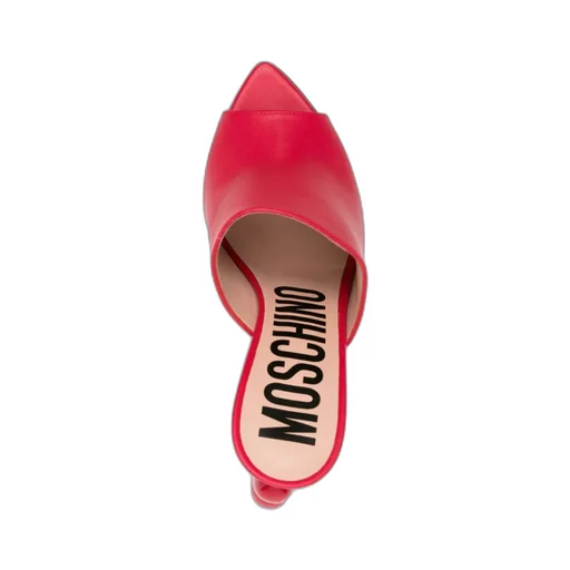 100Mm Heart-Detail Leather Mules