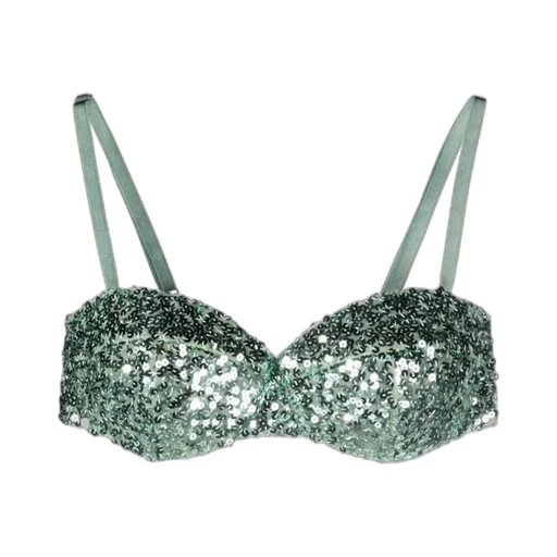 Sequined Sweetheart-Neck Bra