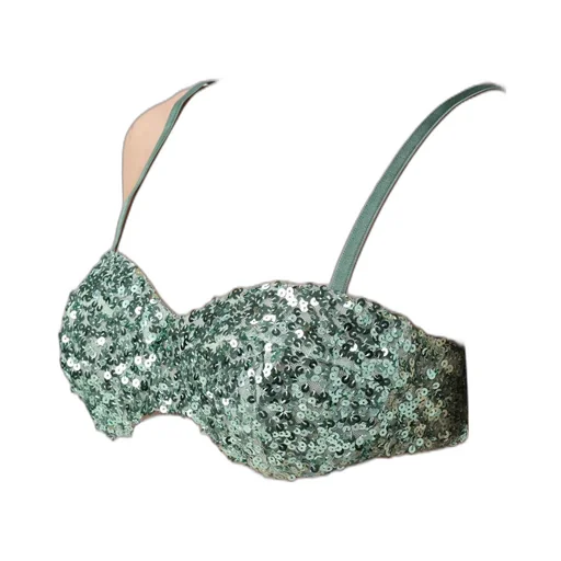 Sequined Sweetheart-Neck Bra
