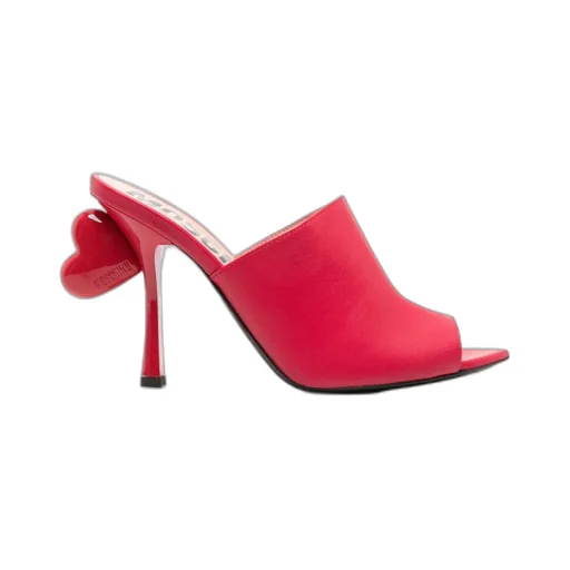 100Mm Heart-Detail Leather Mules