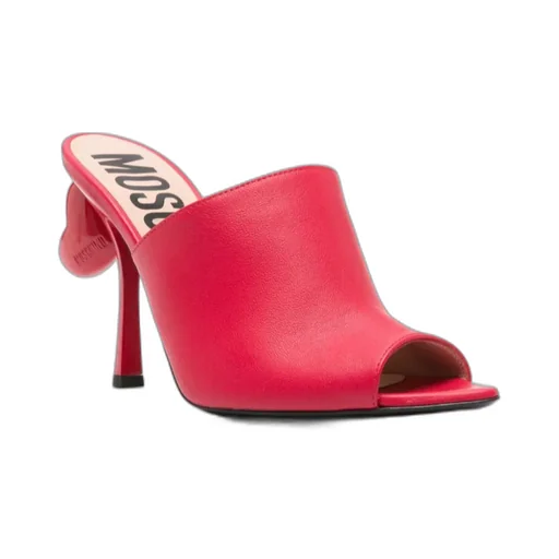 100Mm Heart-Detail Leather Mules