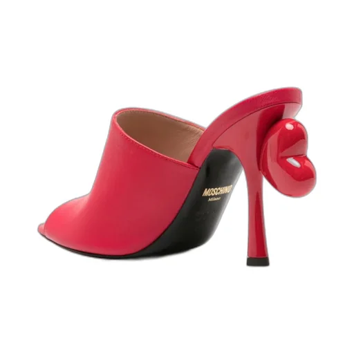 100Mm Heart-Detail Leather Mules