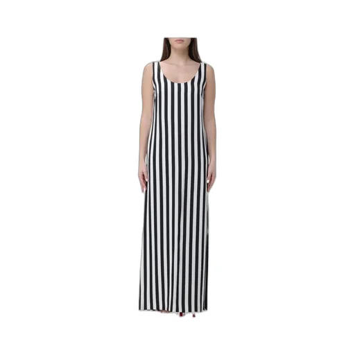 Scoop-Neck Striped Long Dress