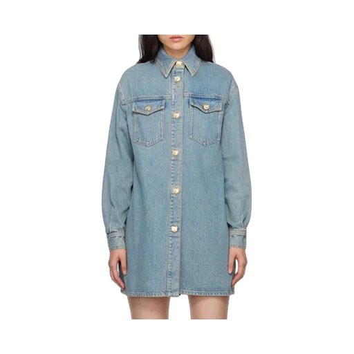 Teddy Bear Long-Sleeved Denim Shirt