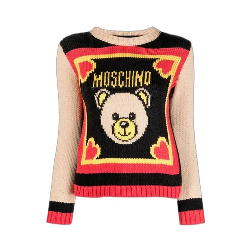 Teddy Bear Intarsia-Knit Crewneck Jumper