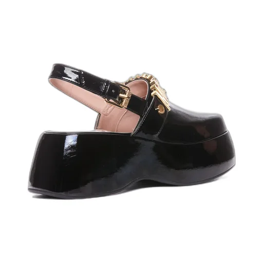 Logo-Lettering Patent Platform Pumps