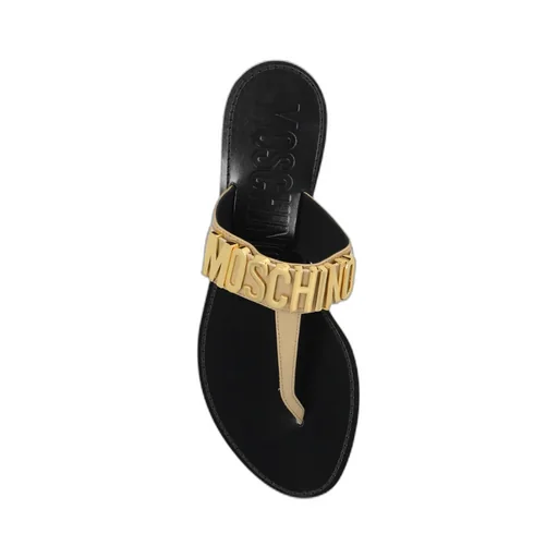 Logo-Plaque Leather Thong Sandals