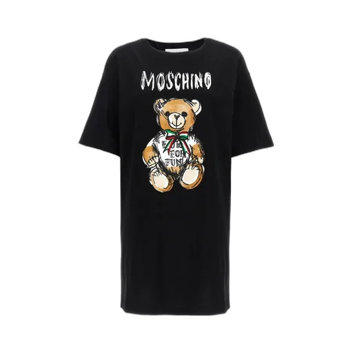 Teddy Bear Printed Crewneck Midi T-Shirt Dress