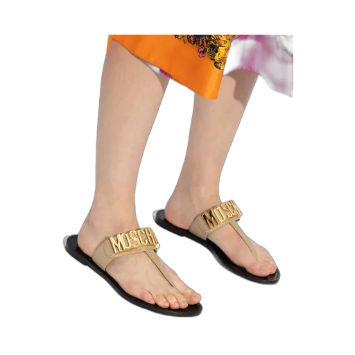 Logo-Plaque Leather Thong Sandals