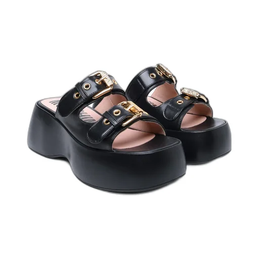 Double-Buckle Platform Sandals