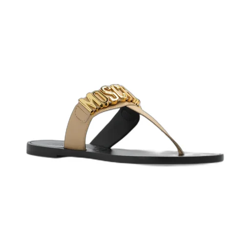 Logo-Plaque Leather Thong Sandals