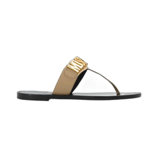 Logo-Plaque Leather Thong Sandals