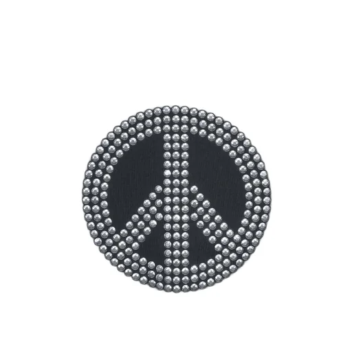 Peace Sign-Motif Crewneck T-Shirt