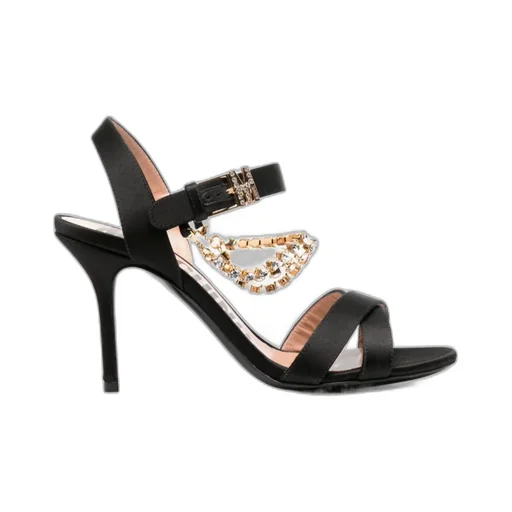 Rhinestone-Embellished 100Mm Leather Sandals