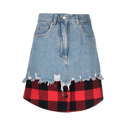 Layered-Design Denim Skirt