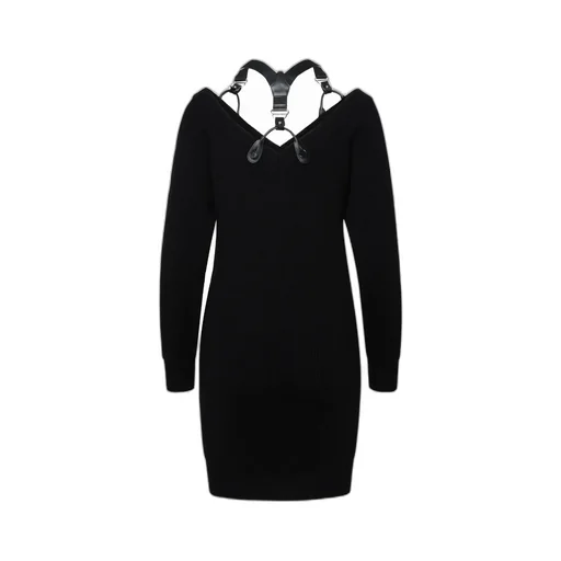 Shoulder Strap Wool Dress