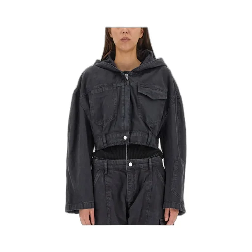 Cropped Denim Jacket With Hood