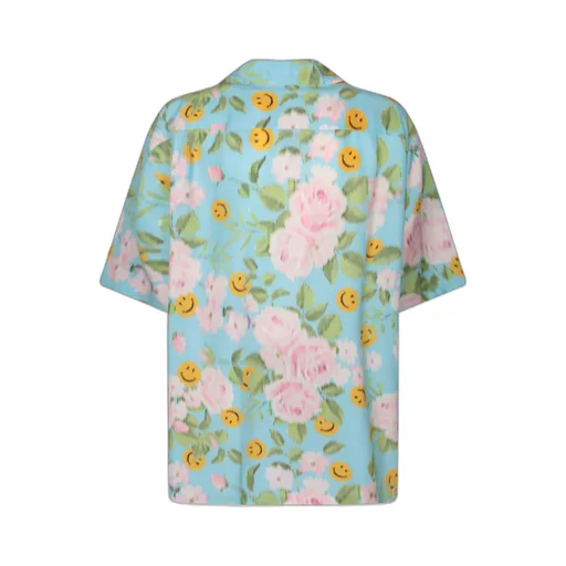 X Smiley Short Sleeved Satin Shirt