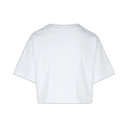Jeans Logo Printed Cropped Jersey T-Shirt