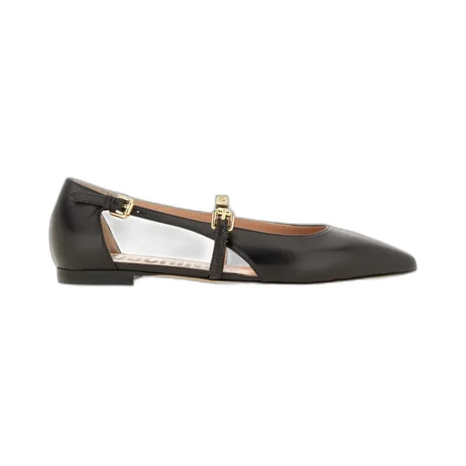 Logo Lettering Pointed-Toe Flat Shoes