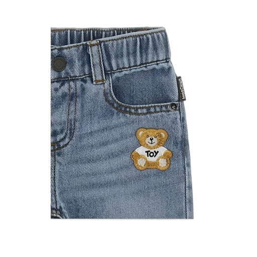Teddy Bear-Embroidered Denim Jeans