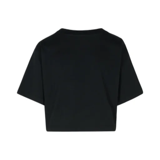 Jeans Logo Printed Cropped Jersey T-Shirt