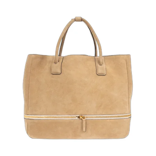 Logo Embossed Zipped Shopper Bag