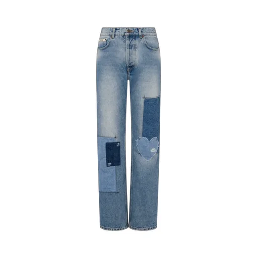 Patchwork Straight-Leg Jeans
