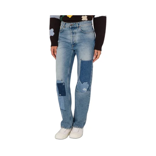 Patchwork Straight-Leg Jeans