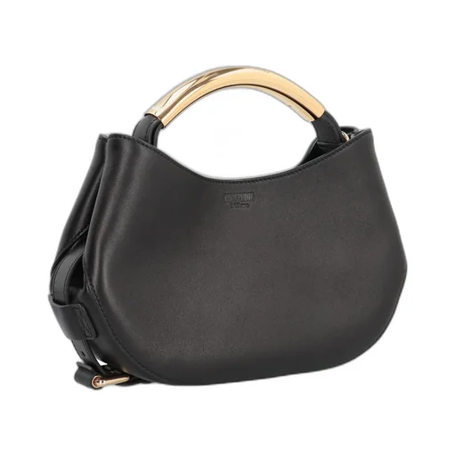 Curved-Handle Leather Tote Bag