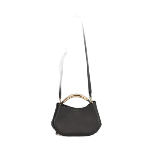 Curved-Handle Leather Tote Bag
