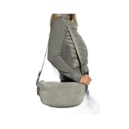 Suede Zip-Fastening Shoulder Bag
