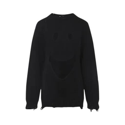 Smiley Face Distressed Sweater
