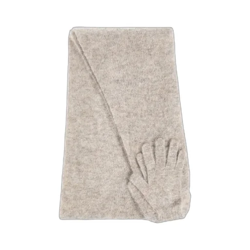 Rectangular Scarf And Gloves Set