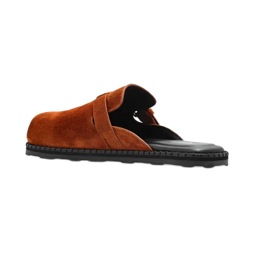 Buckle-Fastening Suede Mules
