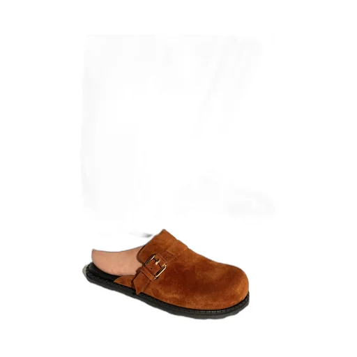 Buckle-Fastening Suede Mules