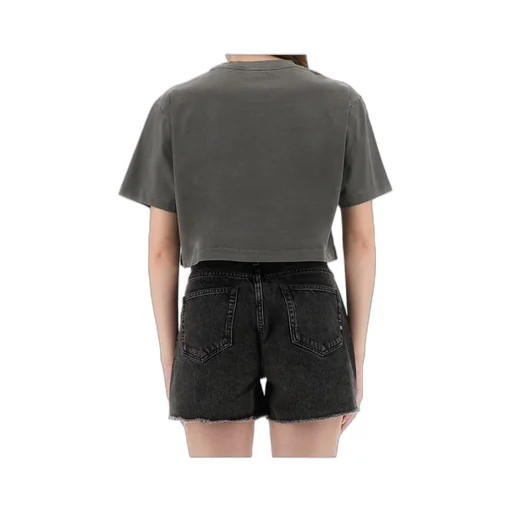 Jeans Printed Jersey Crop T-Shirt