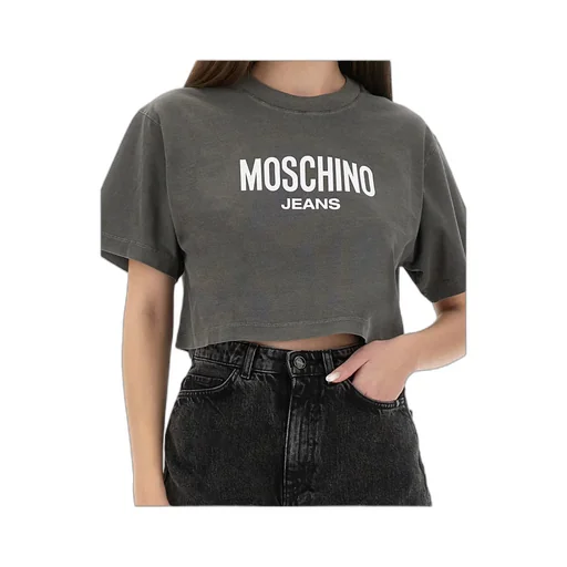 Jeans Printed Jersey Crop T-Shirt