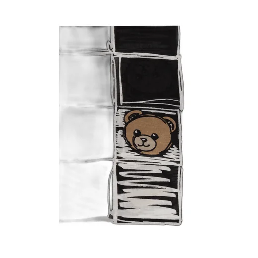 Teddy-Print Grid Scarf