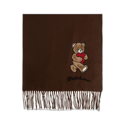 Teddy Heart-Appliqué Wool Scarf