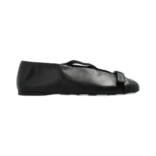 Bow-Detail Leather Ballet Flats