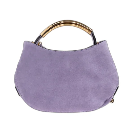 Handle-Me Curved Suede Tote Bag